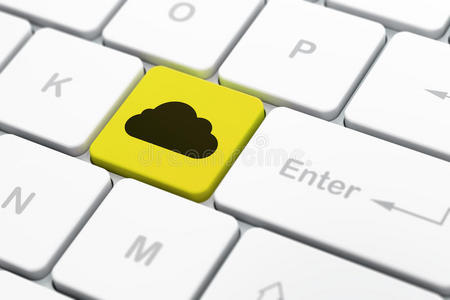 云技术概念电脑键盘背景上的云
