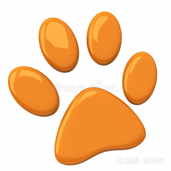 橙色宠物爪子3d