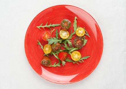 沙拉 特写镜头 开胃菜 西红柿 芝麻菜 蔬菜 樱桃 食物