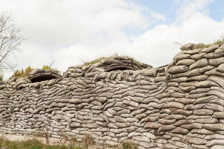 死亡战壕第一次世界大战佛兰德斯战地沙袋比利时照片