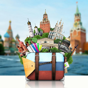 俄罗斯，莫斯科地标，复古手提箱