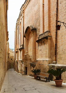 马耳他狭窄街道mdina，马耳他