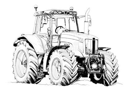 农用拖拉机插画艺术画