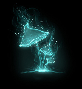 抽象蓝蘑菇照片