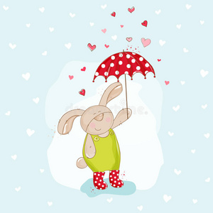小兔子带伞插图