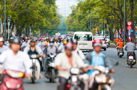 胡志明市繁华的街道。越南。