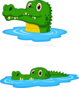 可爱的鳄鱼卡通游泳
