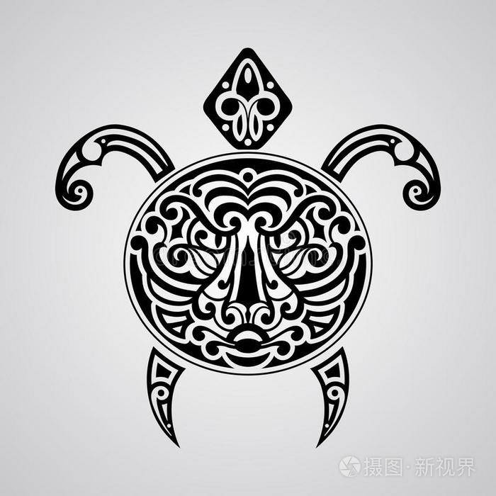 龟壳上有虎脸的矢量龟