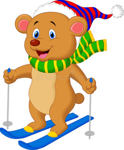 棕熊卡通滑雪