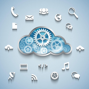 云平台logo齿轮云与通信网络平台设计照片