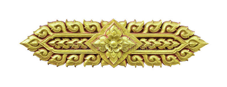 白色背景上孤立的金色泰国装饰图案照片