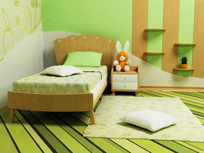 给孩子们的一间漂亮的绿色房间