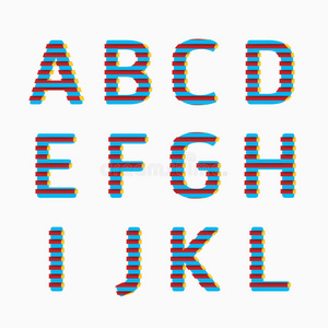 字母现代纸线条色彩概念风格设计。矢量