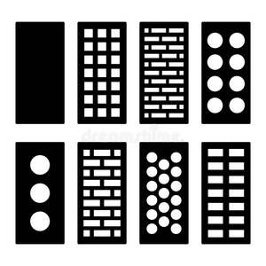 不同类型的砖块图标集。矢量