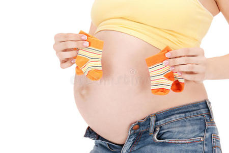 孕妇肚子和双袜子