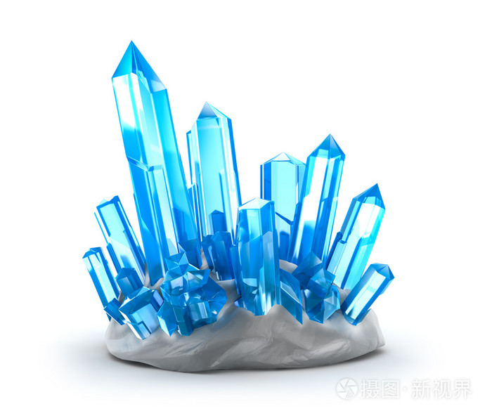 晶体生长在白色隔离