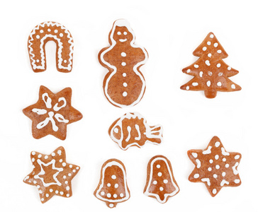 在白色背景上的圣诞 gingerbreads