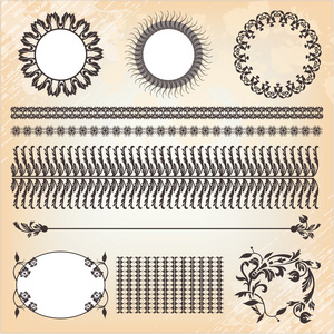 复古花卉图案元素集合