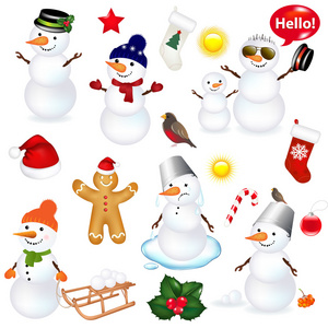 收集的雪人和圣诞节图标