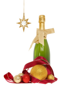 香槟和圣诞装饰