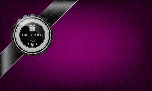 紫色礼品卡和黑丝带图片