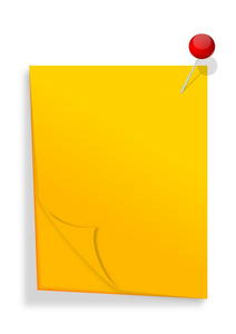 用红色别针作为例证的黄纸