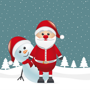 雪人红鼻子看圣诞老人
