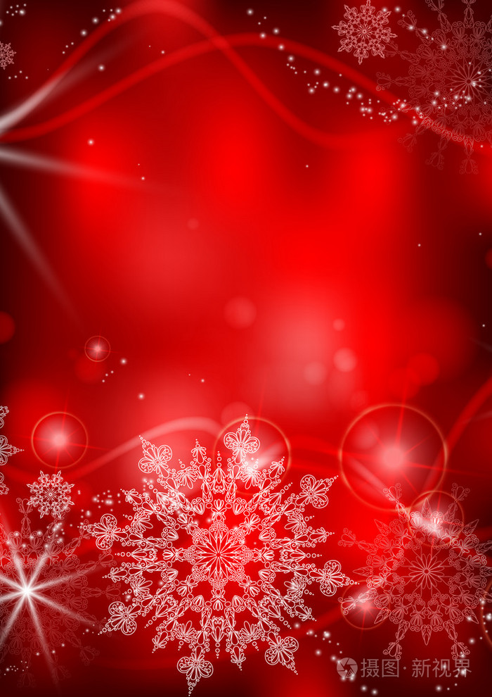 红色背景与雪花