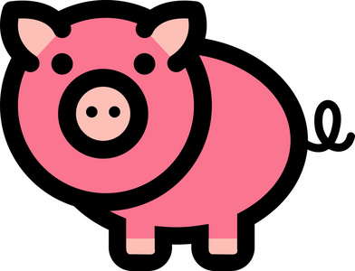 中长卷发尾粉红色的猪看向外卷曲尾照片