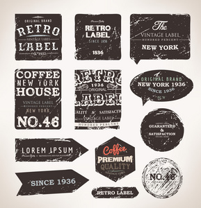 旧咖啡的样式框架和标签