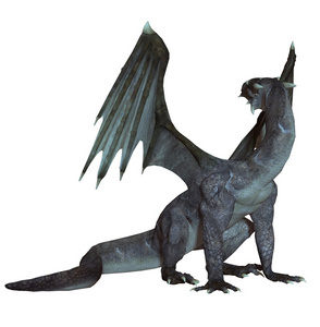 3d 呈现的龙显示它的翅膀3d 渲染的吓人的大飞龙与大翅膀孤立的龙翅膀