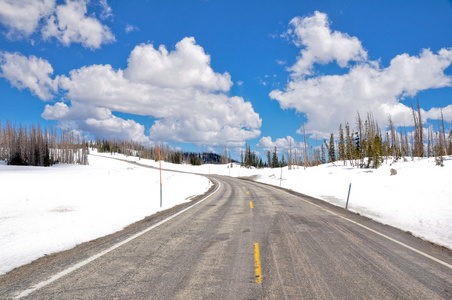 犹他州道路和积雪景观美国