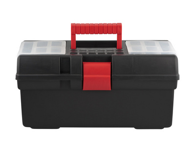 红色和黑色塑料工具箱带透明盖