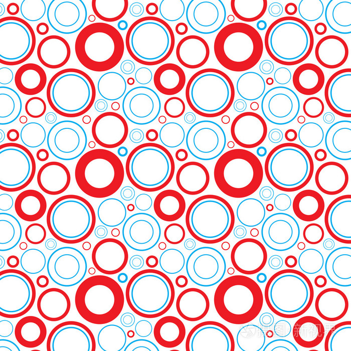 在白色背景上的红色和蓝色圆圈