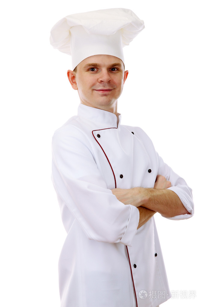 厨师在白色孤立的肖像