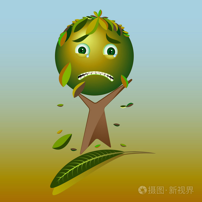 卡通伤心树-请拯救地球,矢量