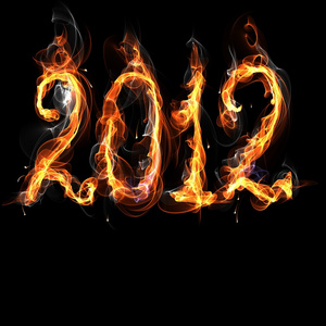 火焰新的一年火的数字.新的一年设计的圣诞抽象火焰插图.