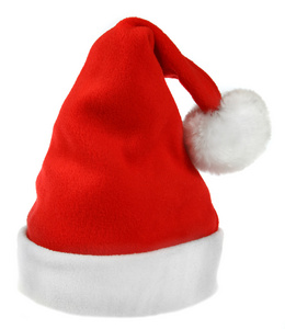 孤立在白色背景上的红色圣诞老人帽子