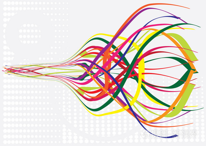 波浪曲线彩色线条矢量插画