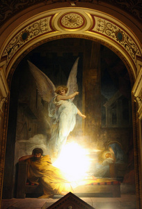 天使向约瑟将出现，并警告约瑟带到埃及的耶稣和他的母亲
