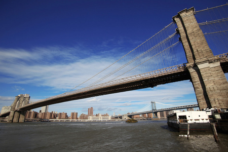 在曼哈顿，纽约，美国纽约布鲁克林大桥