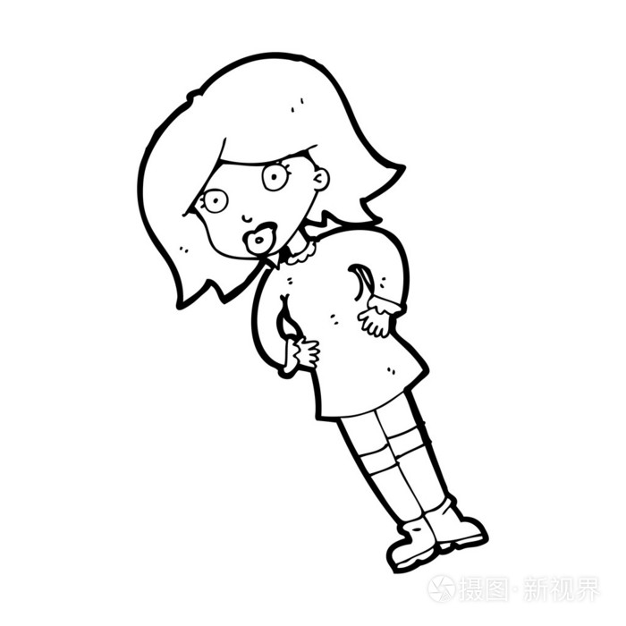 卡通女人双手叉腰