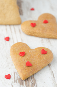 cookie 中的心脏上表特写形式