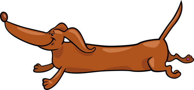 运行腊肠狗的狗卡通插图