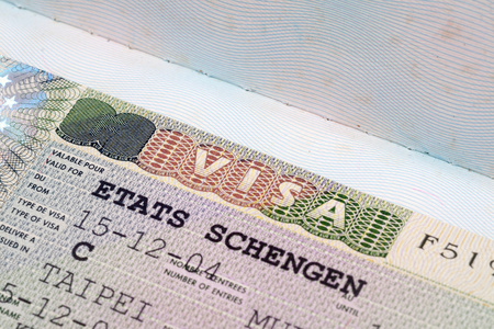 签证与护照概念的特写