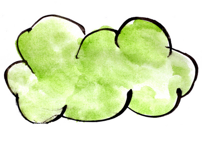 脑卒中绿色云漆刷色水彩隔离对惠特