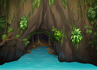 一个洞穴，然后水
