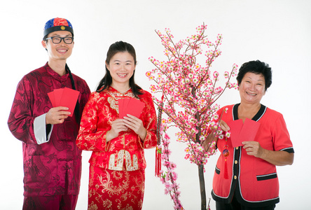 中国新的一年家庭与 ang pow