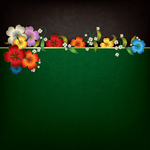 抽象 grunge 背景与花卉装饰