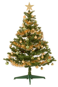 装饰圣诞树用黄色和绿色球